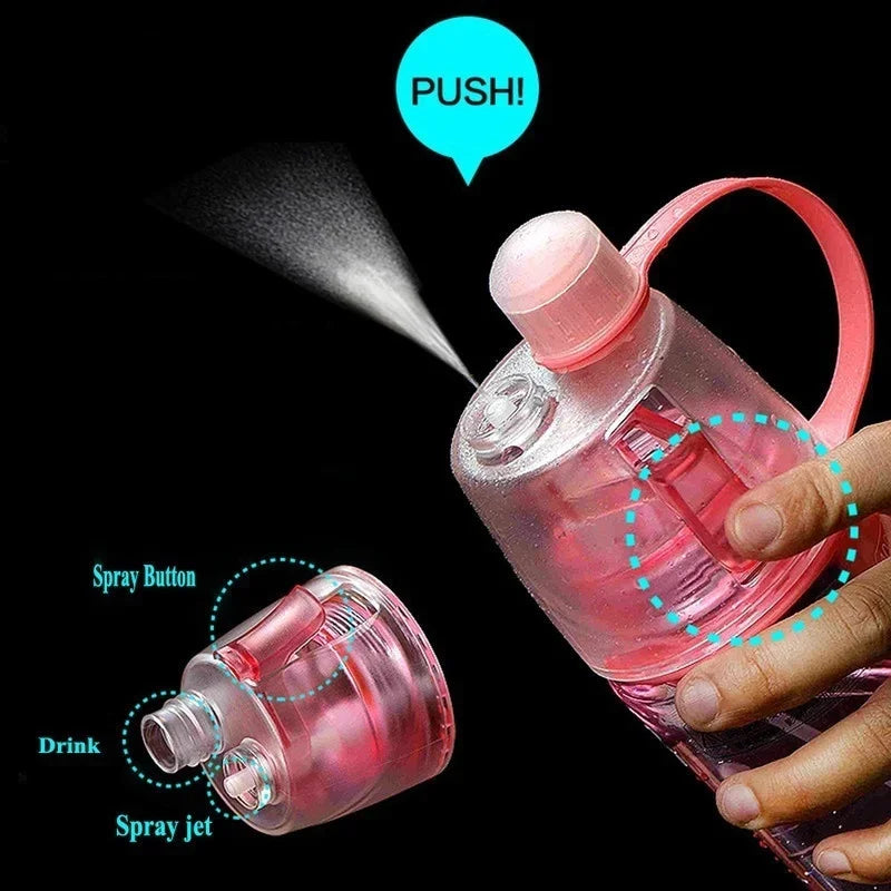 600ml New Creative Spray Water Bottle Portable Atomizing Bottles Outdoor Sports Gym Drinking Drinkware Bottles Water Gourds
