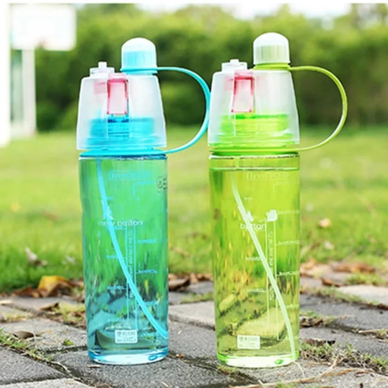 600ml New Creative Spray Water Bottle Portable Atomizing Bottles Outdoor Sports Gym Drinking Drinkware Bottles Water Gourds