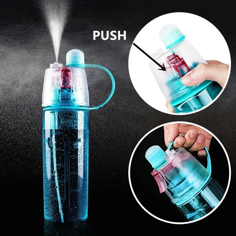 600ml New Creative Spray Water Bottle Portable Atomizing Bottles Outdoor Sports Gym Drinking Drinkware Bottles Water Gourds