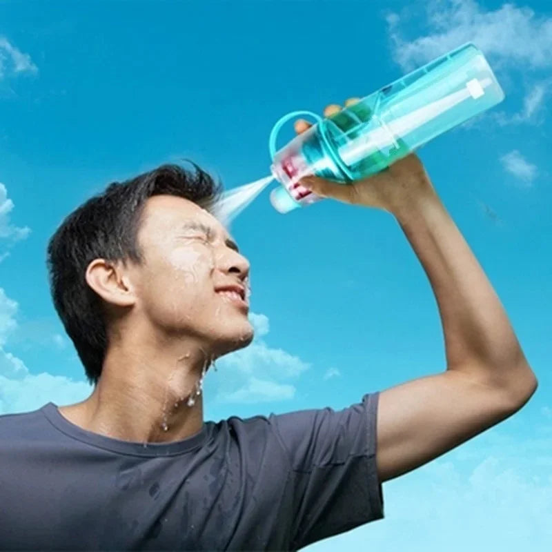 600ml New Creative Spray Water Bottle Portable Atomizing Bottles Outdoor Sports Gym Drinking Drinkware Bottles Water Gourds